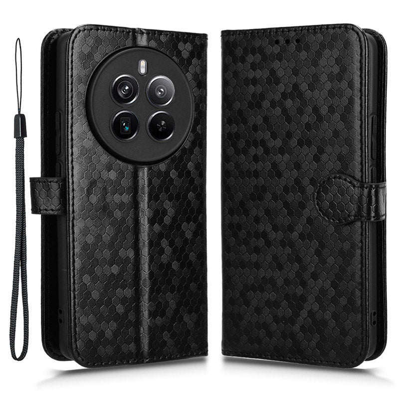 For Realme 12 Pro 5G / 12 Pro+ 5G Case PU Leather Wallet Flip Phone Cover Dots Imprinted For Realme 12 Pro 5G / 12 Pro+ 5G Case PU Leather Wallet Flip Phone Cover Dots Imprinted